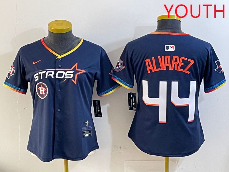 Youth Houston Astros #44 Alvarez Drak Blue Fourth generation Joint Name 2025 Nike MLB Jersey style 8->youth mlb jersey->Youth Jersey